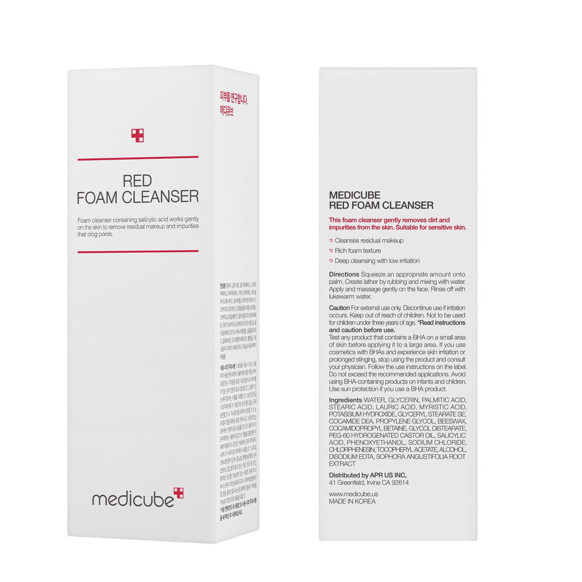 medicube Facial Cleanser Red Foam Cleanser - Daily Gentle Cleansing Foam for Sensitive & Troubled Skin - Deep Cleansing Impurities & Excess Sebum Control - Korean Skincare, 4.23 oz