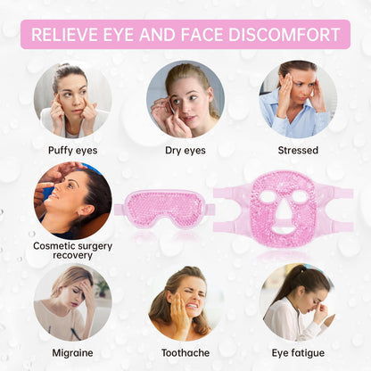 ZNÖCUETÖD 2-Piece Face & Eye Ice Mask Set (Pink) - Dual Hot & Cold Gel Packs for Puffiness, Dark Circles, Migraine Relief & Post-Surgery Swelling