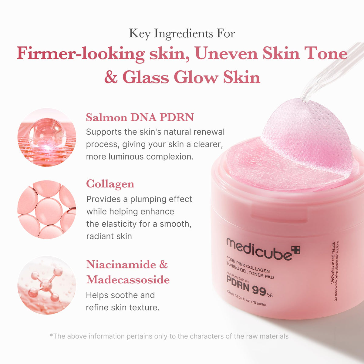 medicube Toner Pads Salmon DNA PDRN Pink Collagen Jelly Pad - Korean Gel Toner Pad - Niacinamide, Madecassoside, Retinol - Soothing, Radiance, Uneven Skin Tone - Korean Skin Care - 70 Pads (1 Pack)