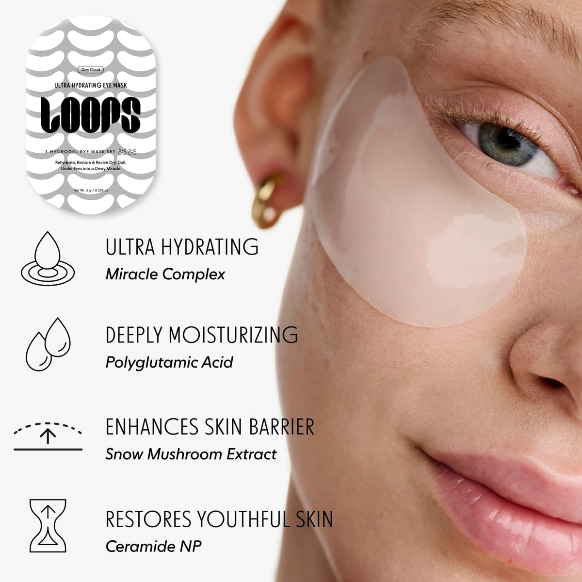 LOOPS Dew Cloud Ultra Hydrating Hydrogel Eye Masks - 5pc Set