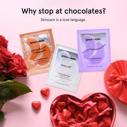 grace & stella Peptide & White Under Eye Patches - 6 Pairs - Firming Gel Masks with Niacinamide & Rice Extract