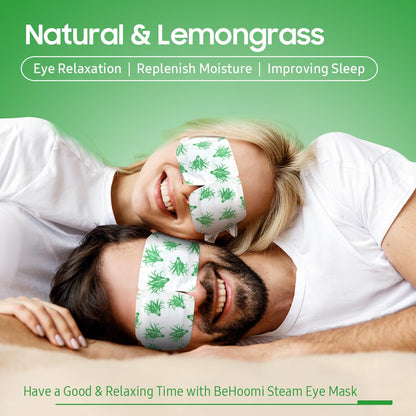 BeHoomi Self Heating Steam Eye Mask - Lemongrass Scented Warm Compress Heated Eye Mask for Sleep, Spa & Relaxation (20 Pack)