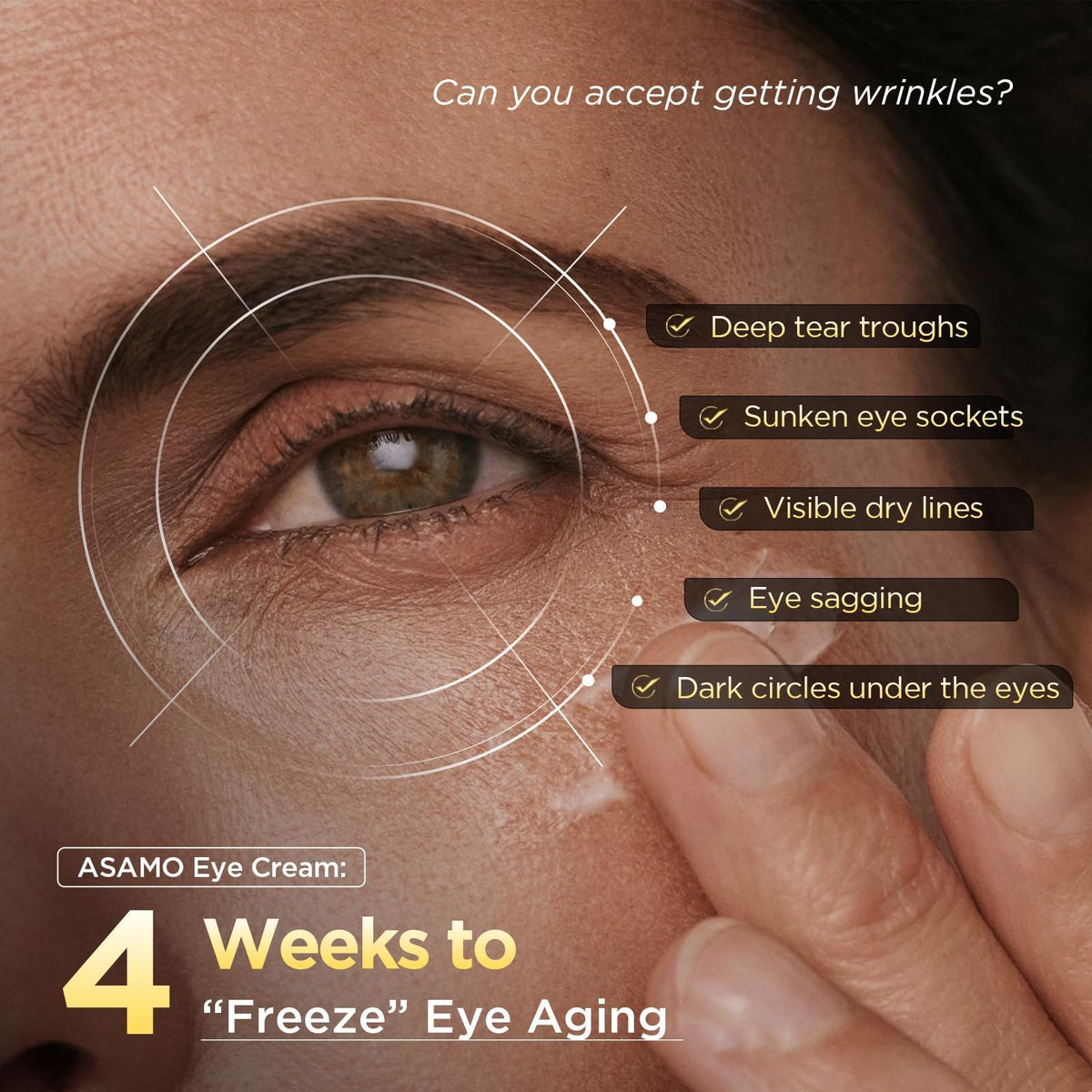ASAMO Retinol & Peptides Eye Cream (1.06 fl oz) - Advanced Anti-Aging Treatment for Fine Lines, Puffiness & Under-Eye Shadows