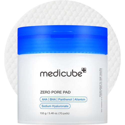 medicube Toner Pads Zero Pore Pad 2.0 - Dual-Textured Facial Pad for Exfoliation and Pore Care with 4.5% AHA Lactic Acid, 0.45% BHA Salicylic Acid - Ideal for All, Korean Skin Care, 70 Pads (1 Pack)
