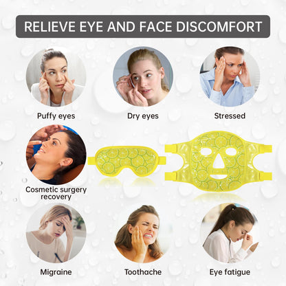 ZNÖCUETÖD Eye & Face Ice Mask (Lemon Yellow) - Cooling Gel Pack for Puffiness, Dark Circles, Migraine Relief & Sinus Pain - Soft Plush Backing