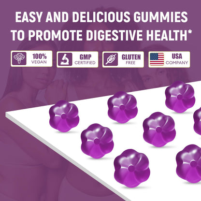 Migcopat 10G Fiber Gummies with 30 Billion CFU Probiotics, Grape Flavor, Bloating Support, Fiber Supplement with Vitamin C, ACV, Inulin, Sugar Free, 180 Count