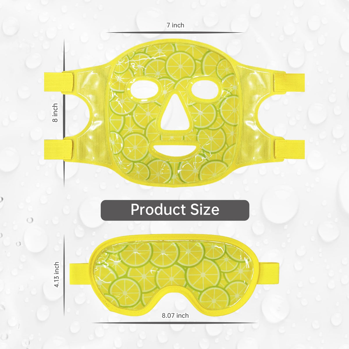 ZNÖCUETÖD Eye & Face Ice Mask (Lemon Yellow) - Cooling Gel Pack for Puffiness, Dark Circles, Migraine Relief & Sinus Pain - Soft Plush Backing