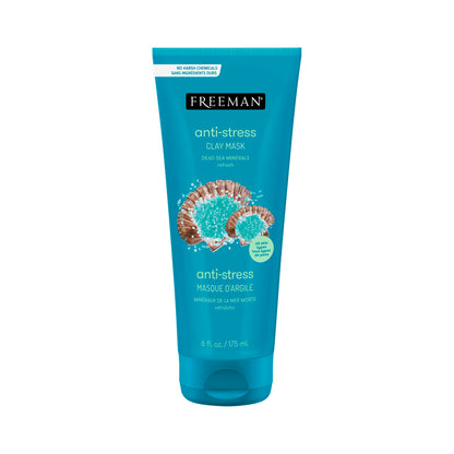 Freeman Anti-Stress Clay Mask, Dead Sea Mineral Face Mask, Lavender & Sea Salt Balance & Calm Skin, Unclog Pores, Facial Mask For All Skin Types, No Harsh Chemicals, 6 fl. oz./175 ml Tube, 1 Count