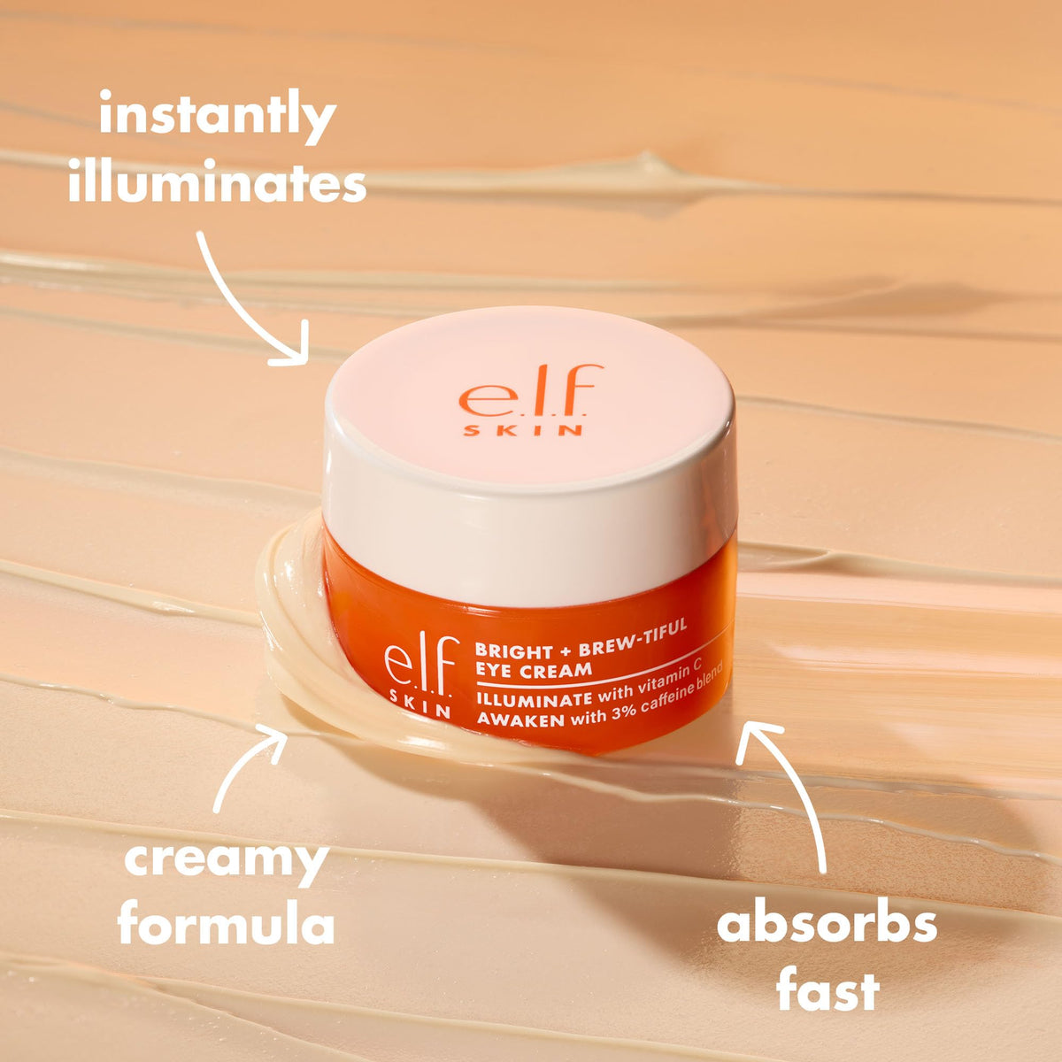 e.l.f. SKIN Bright + Brew-tiful Eye Cream Mini - Travel Size Caffeine Eye Treatment for Dark Circles & Puffiness (Vegan & Cruelty-Free)