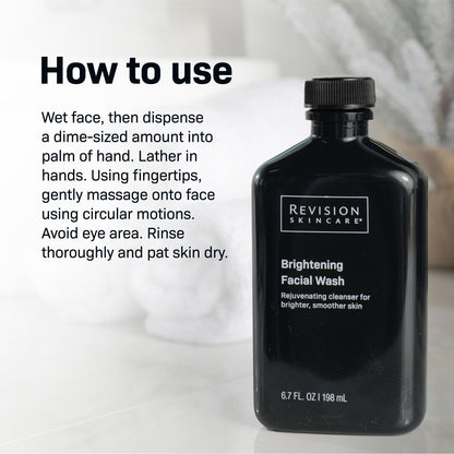 Revision Skincare Brightening Facial Wash, Daily Face Wash for Oily and Combination Skin with Vitamin C, Glycolic Acid, and Salicylic Acid to Brighten, Exfoliate, and Remove Impurities, 3.4 fl oz