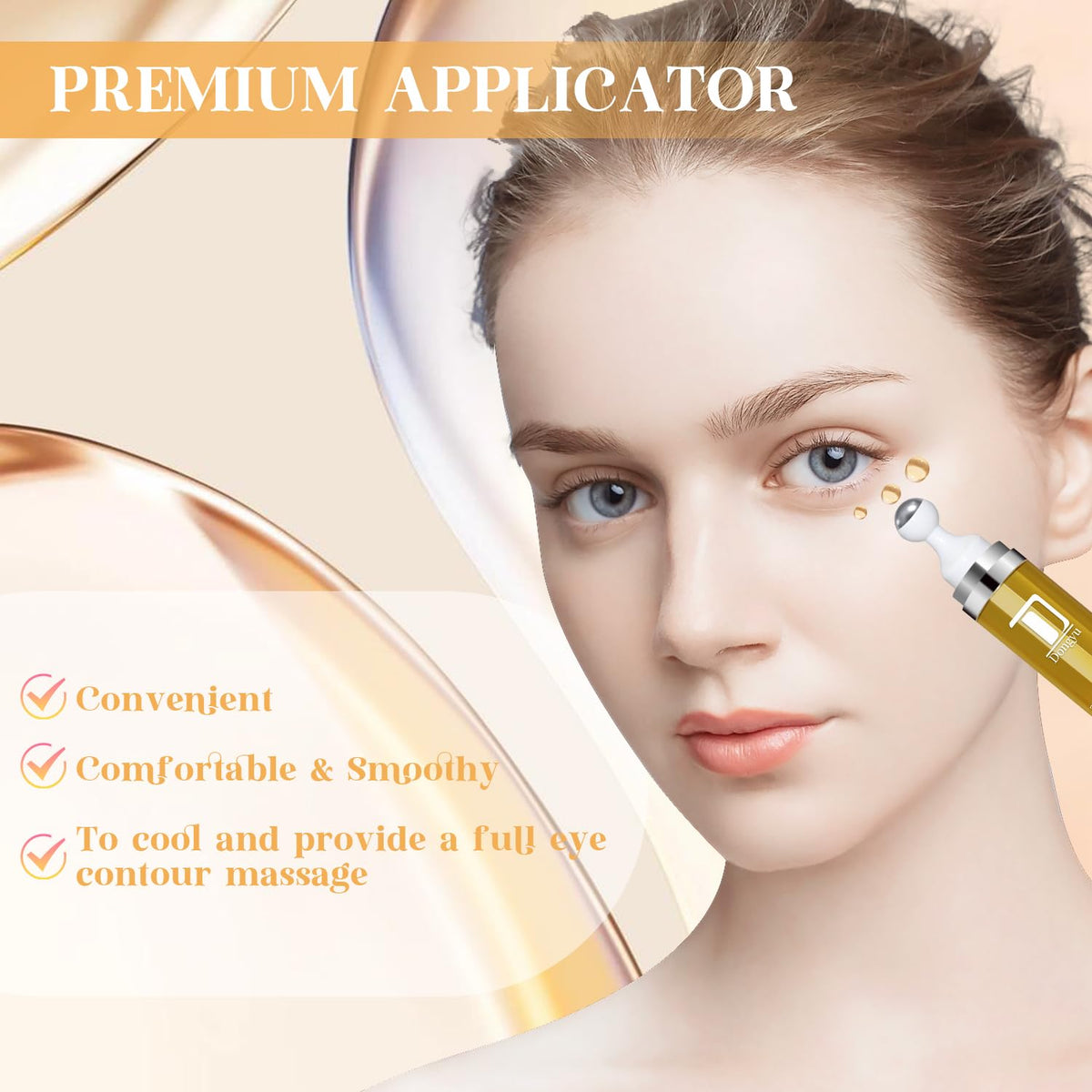 Dongyu Retinol Eye Serum 360° Roller - Anti-Aging Treatment with Massage Ball for Dark Circles, Puffiness & Wrinkles