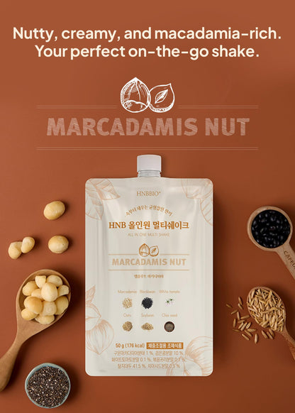 Korean Food All-In-One Multi Shake, Macadamia, Dietary Fiber, 7 Pack, 350g