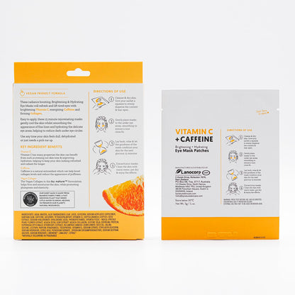 By Nature Vitamin C + Caffeine Hydrating Under Eye Mask Patches for Dark Circles & Puffiness - Energizing Brightening Eye Patches Skincare - 5 Pairs