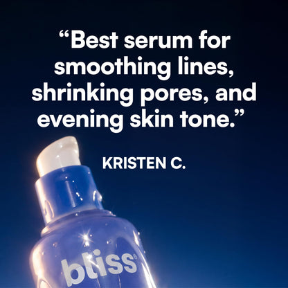 Bliss Renew & Smooth Night Serum - Glycolic Acid + Polyhydroxy Acid Exfoliating Serum - Resurfaces Skin, Smooths Texture & Brightens Tone Overnight - 1 Fl Oz