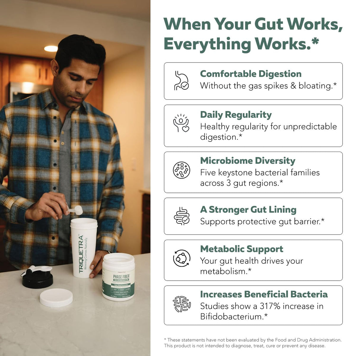 Phase Fiber Prebiotic Powder for Complete Gut & Digestion Support, Low FODMAP Certified Ingredients, Triple Phase Fermentation, Clinically Studied for Sensitive Digestion, Vegan (30 Servings)