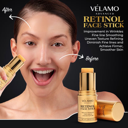 VELAMO ADVANCED Retinol Face Stick (0.28 oz) - Anti-Aging Treatment for Wrinkles, Fine Lines & Uneven Skin Texture