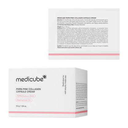 medicube Capsule Cream with Salmon DNA PDRN Pink Collagen - Lightweight Moisturizing Cream with PDRN, Niacinamide for Uneven Skin Tone and Texture, Glow hydration - Korean Skincare, 1.94 oz