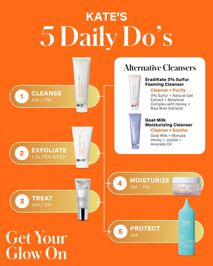 Kate Somerville ExfoliKate Cleanser - Daily Exfoliating Foaming Face Wash, Clinically Formulated Glycolic Acid and Lactic Acid Gentle Facial Scrub, 8 Fl Oz