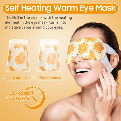 BeHoomi Self Heating Steam Eye Mask - Orange Scented Warm Compress Heated Eye Mask for Sleep, Spa & Relaxation (20 Pack)
