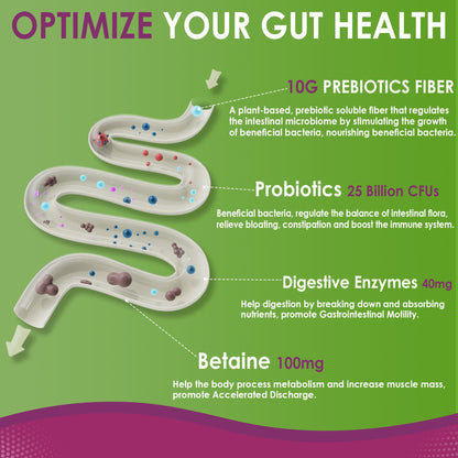 Fiber Gummies for Adults, GLP-1 Friendly 10g Prebiotic Fiber Supplement w/ Digestive Enzymes, Probiotics & 100mg Betaine for Digestive & Gut Health and Regulate Bowel Movement, Vegan, Sugar Free,60ct