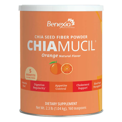BENEXIA Chiamucil Prebiotic Chia & Inulin Fiber Powder, Orange, 80 Serv