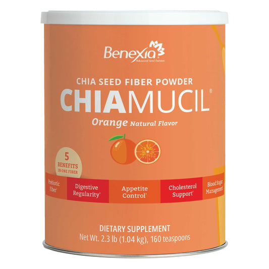 BENEXIA Chiamucil Prebiotic Chia & Inulin Fiber Powder, Orange, 80 Serv