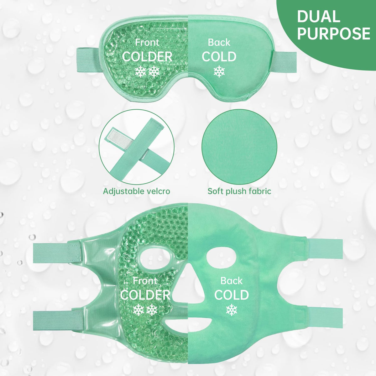 ZNÖCUETÖD Cooling Ice Face & Eye Mask - Luxury Gel Hot/Cold Pack for Puffiness, Sinus Relief, Dark Circles & Migraines - Soft Plush Backing