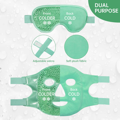 ZNÖCUETÖD Cooling Ice Face & Eye Mask - Luxury Gel Hot/Cold Pack for Puffiness, Sinus Relief, Dark Circles & Migraines - Soft Plush Backing