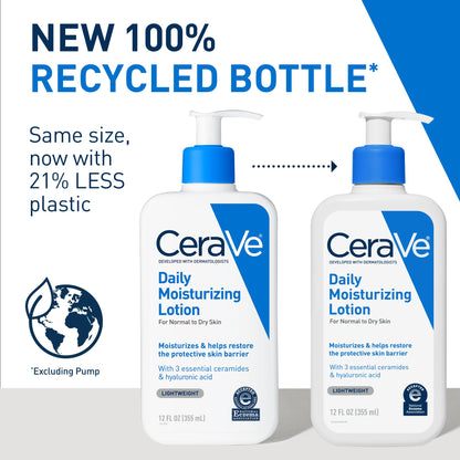 CeraVe Daily Moisturizing Lotion for Dry Skin, Fragrance Free Face & Body Moisturizer 12 oz