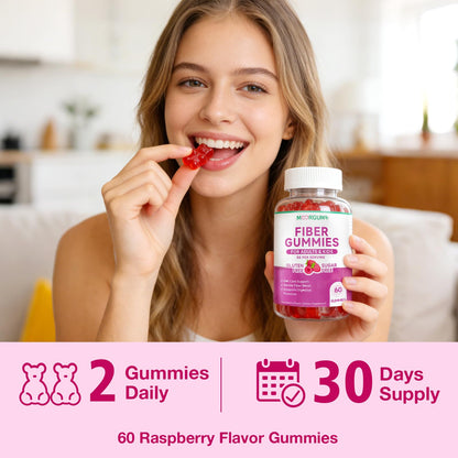 MOORGUMY Fiber Gummies for Digestive Health & Regularity, Sugar-Free High Fiber Supplement for Adults & Kids, Soluble Dietary Fiber, Vegan Fiber Supplements for Men & Women, 60 Count