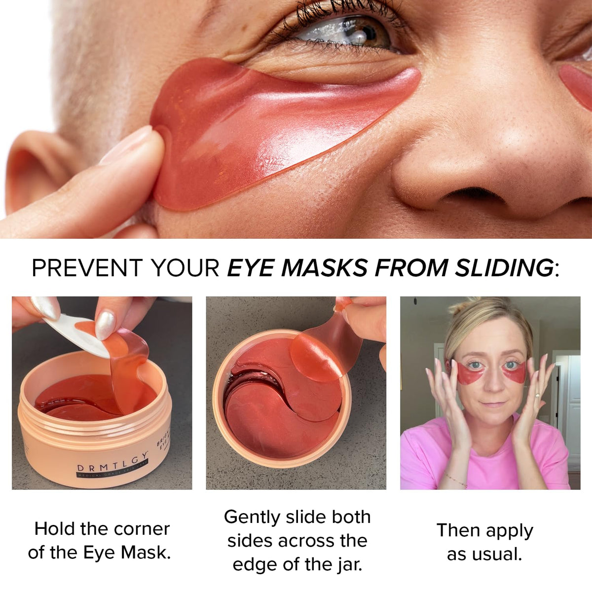 DRMTLGY Brightening Eye Masks (2 Pack / 120 Patches) - Biodegradable Hydrogel Eye Patches for Dark Circles, Puffiness & Wrinkles