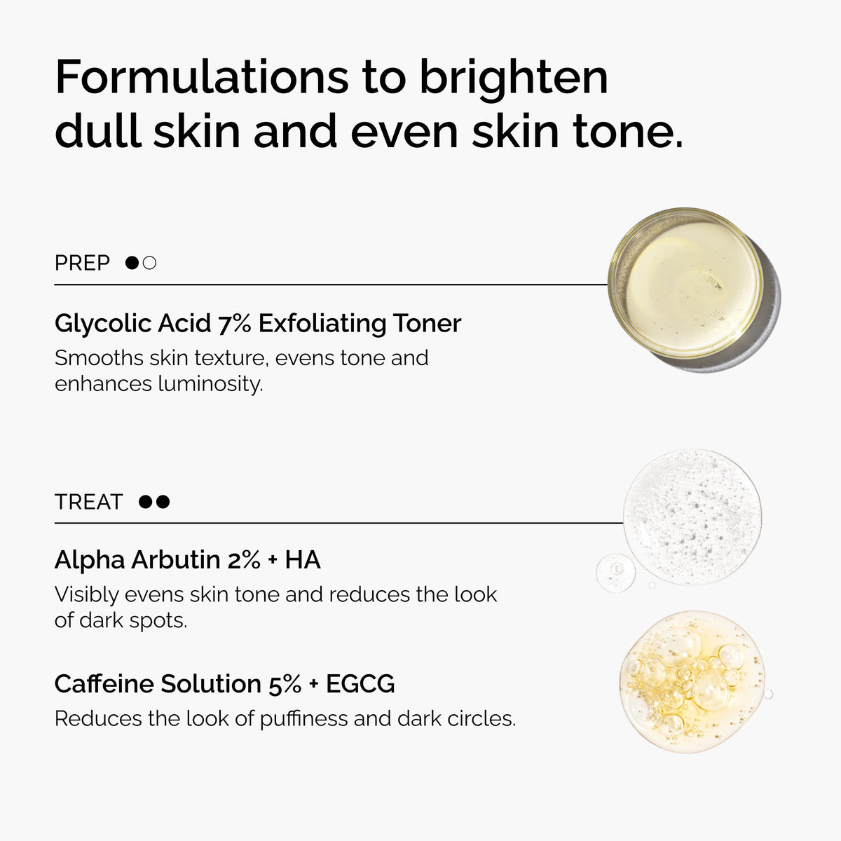 The Ordinary The Bright Set, 3-Step Regimen for Radiant, Even Skin Tone with Glycolic Acid 7% Exfoliating Toner, Alpha Arbutin 2% + HA, and Caffeine Solution 5% + EGCG - Skin Care Set