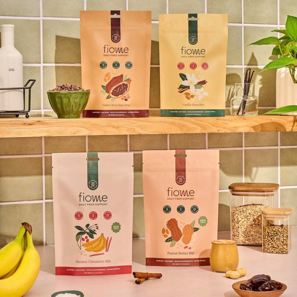 Fiome Fiber Bites - 5g Daily Fiber Supplement - Supports Regularity, Digestion and Gut Health - All Natural Ingredients, 30 Servings, Banana Cinnamon Flavor