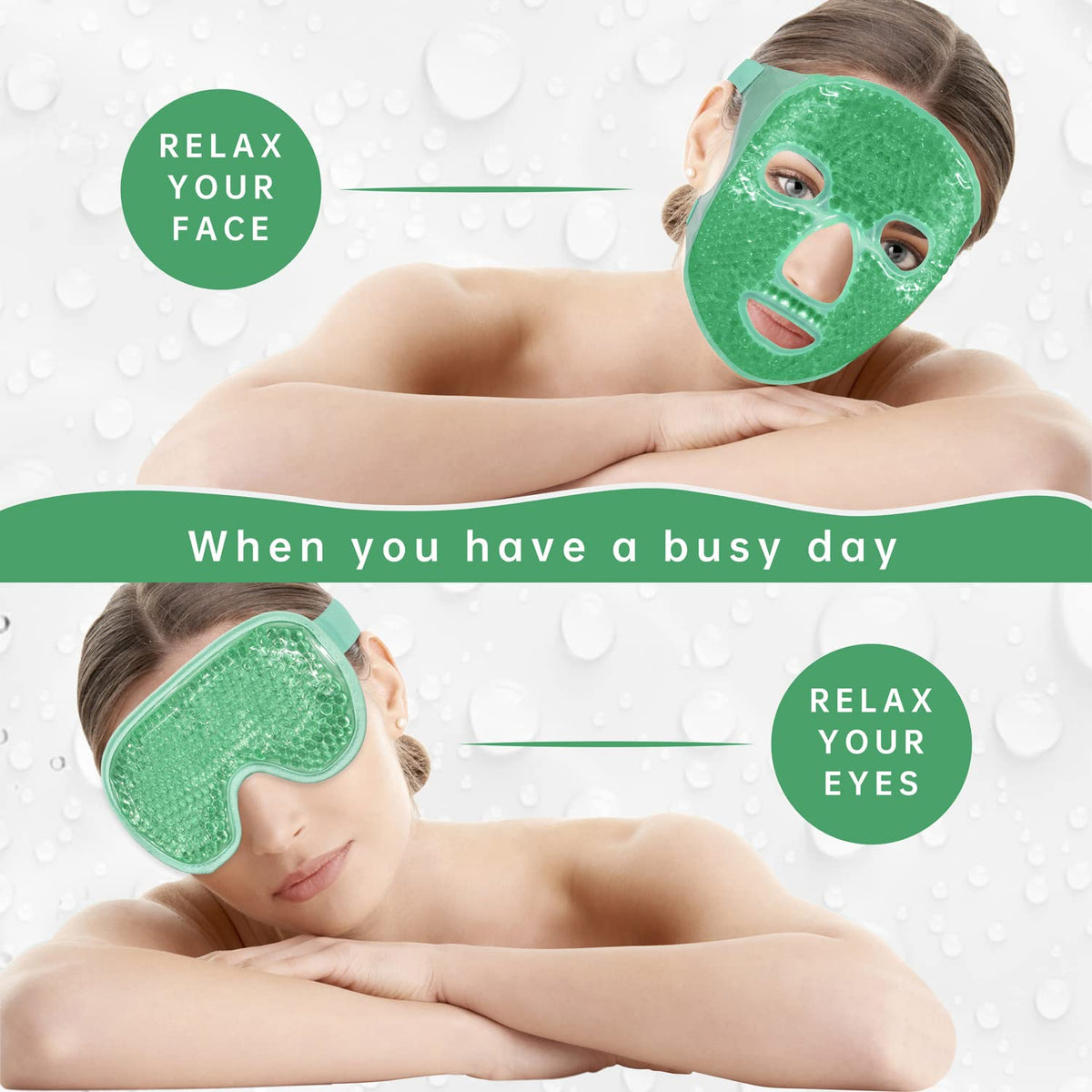 ZNÖCUETÖD Cooling Ice Face & Eye Mask - Luxury Gel Hot/Cold Pack for Puffiness, Sinus Relief, Dark Circles & Migraines - Soft Plush Backing