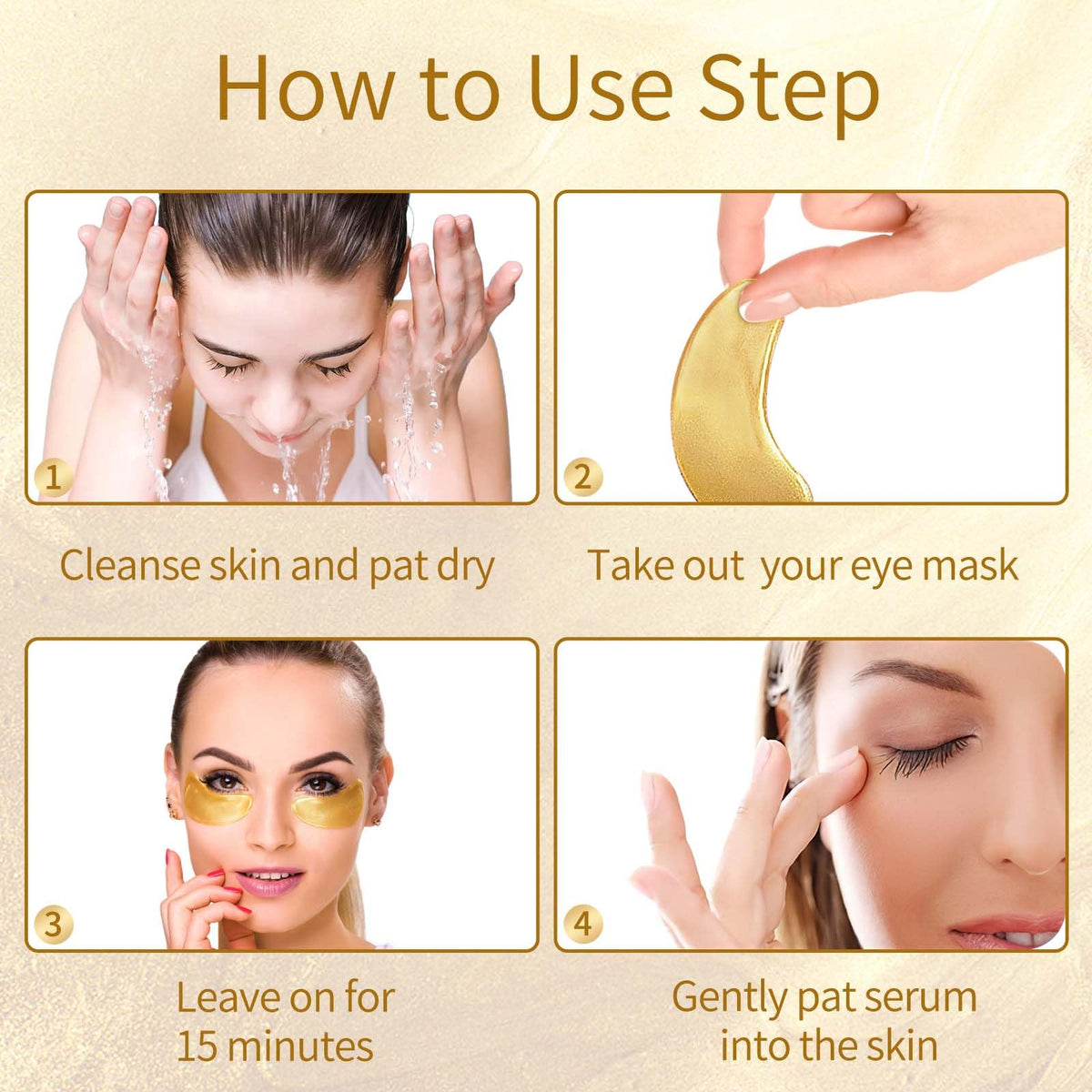 24K Gold, Rose & Aloe Vera Under Eye Patches - 20 Pairs - Multi-Treatment Eye Masks for Dark Circles, Puffiness & Wrinkles