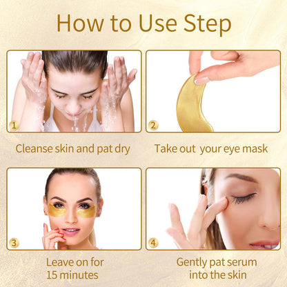 24K Gold, Rose & Aloe Vera Under Eye Patches - 20 Pairs - Multi-Treatment Eye Masks for Dark Circles, Puffiness & Wrinkles