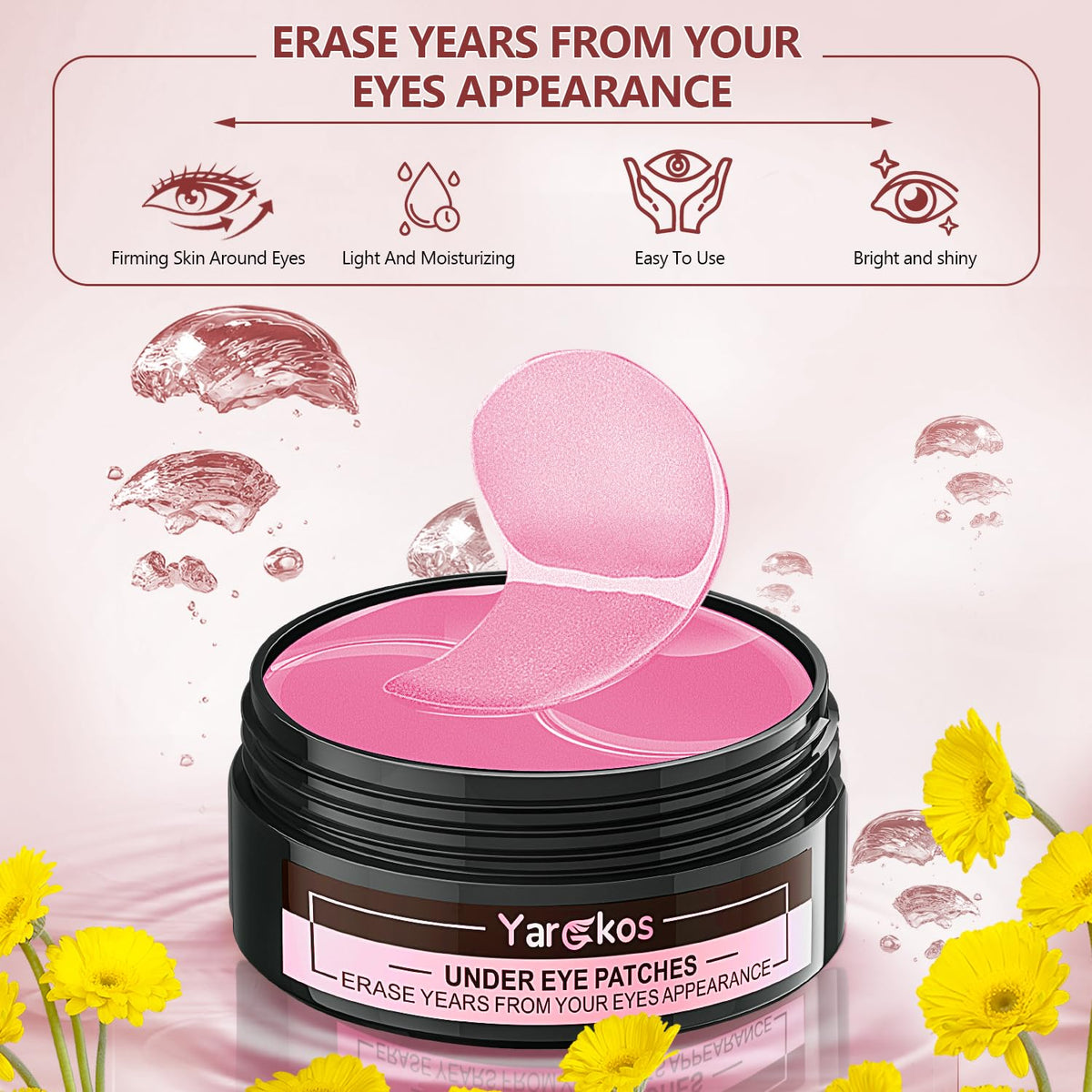 2 Packs Under Eye Patches - Green Tea & Rose Collagen (60 Pcs)