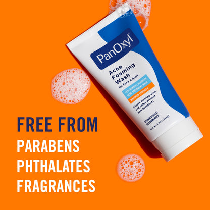 PanOxyl 10% Benzoyl Peroxide Acne Foaming Wash, Maximum Strength, Daily Acne-Fighting Face and Body Cleanser, Face Wash to Clear - 5.5 Oz