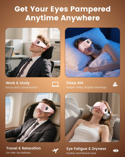 Anydance Cordless Heated Eye Mask - Rechargeable Warm Compress for Dry Eyes & Sleep Relief (Rose Pink)