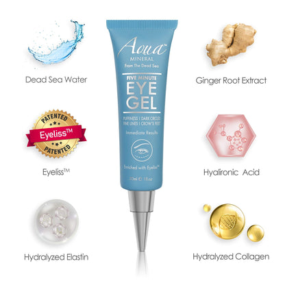 Aqua Mineral Puffy Eye Gel - 30ml (1 oz) - Instant Results Rapid Reduction Eye Gel with Green Tea Extract