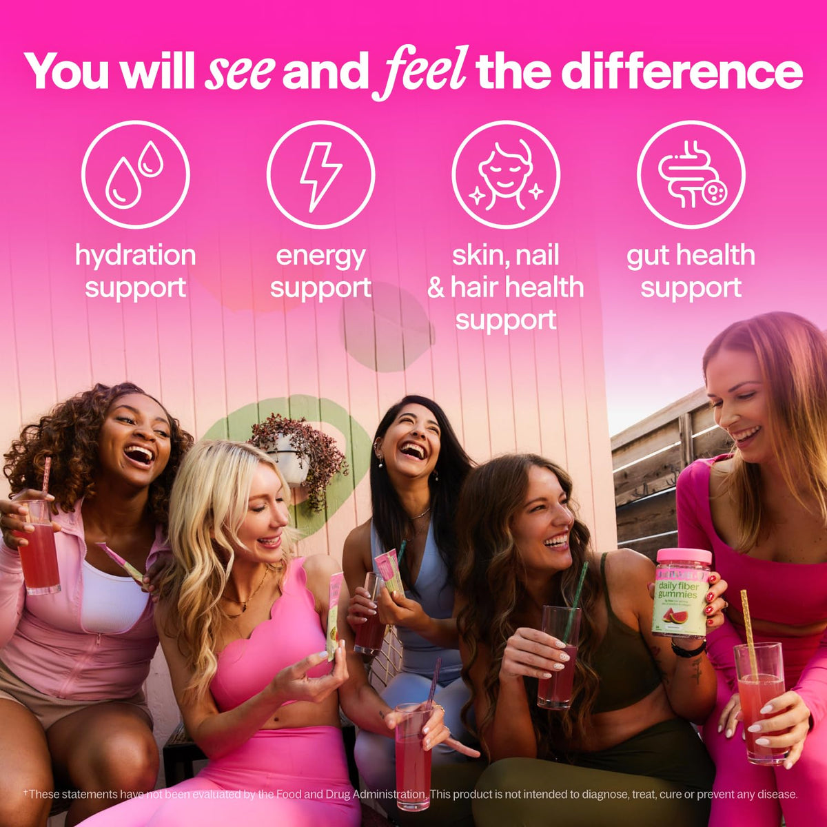 Belli Welli Fiber Supplement, Probiotics Fiber Powder Travel Pack for Women with Collagen & Electrolytes for Daily Gut Health & Debloating, Peach Mango, 10 Packets