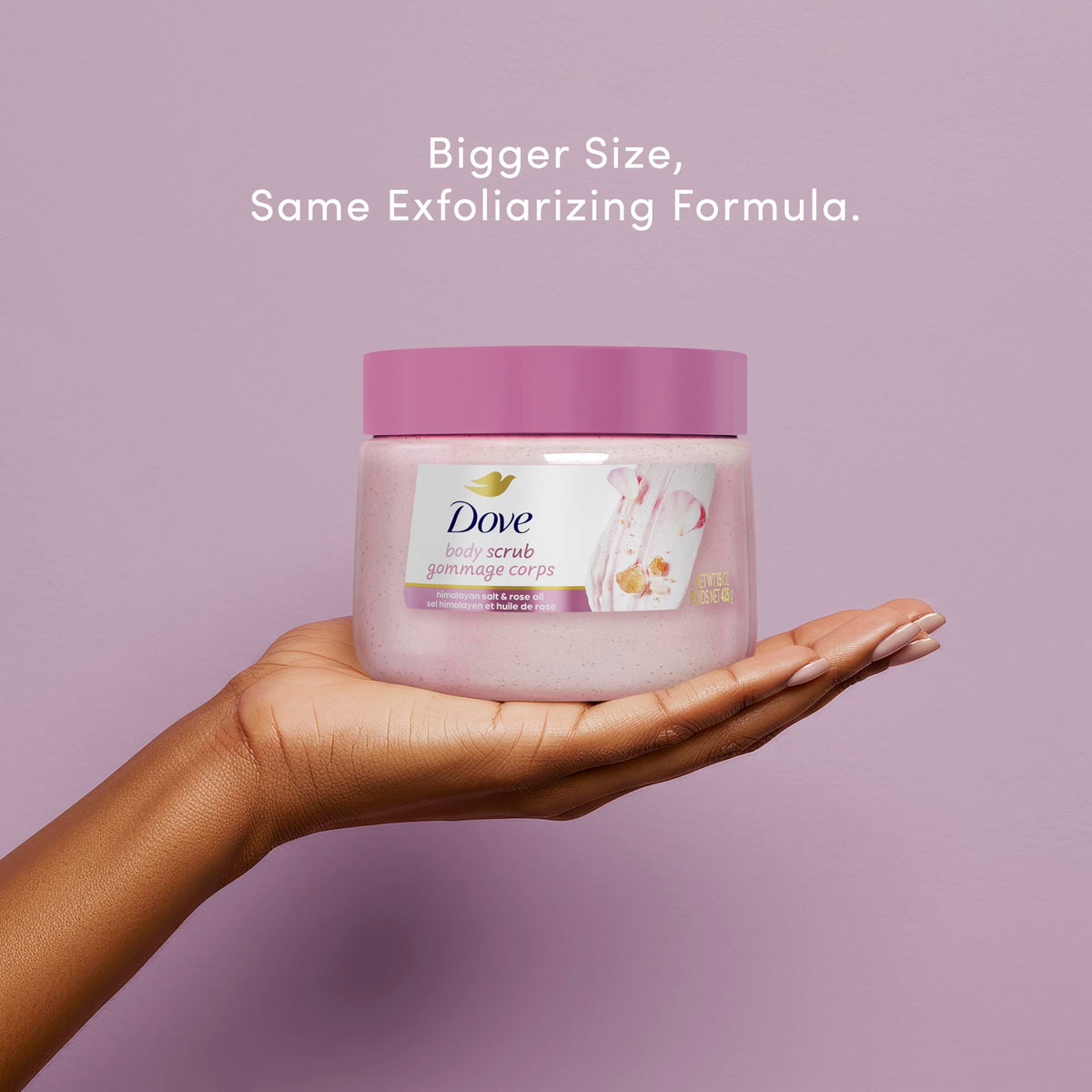 Dove Himalayan Salt & Rose Oil Body Scrub, Exfoliating & Nourishing Scrub 15 oz