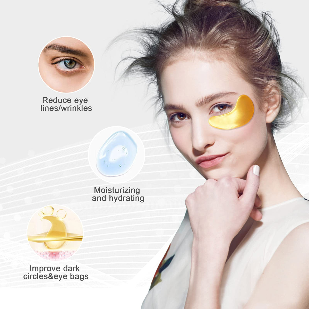 Permotary 24K Gold Crystal Collagen Eye Masks (30 Pairs)