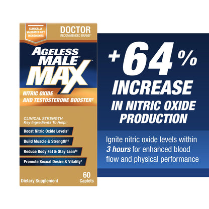 Testosterone Booster for Men - Energy, Strength & Vitality Support Supplement - Ageless Male Max (60 Caplets)
