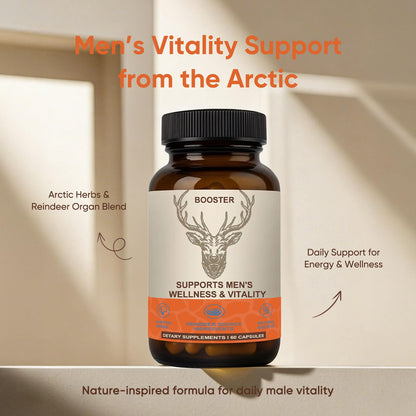 Men’s Vitality Supplement Arctic Herbal & Reindeer Nutrient Blend - Energy, Endurance & Wellness Support - 60 Capsules