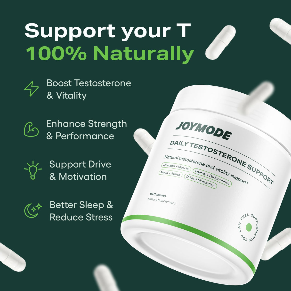 Testosterone Booster for Men - Energy, Strength & Vitality Support - Premium Formula with KSM-66 Ashwagandha, DIM, Zinc, Magnesium & Boron (90 Capsules)