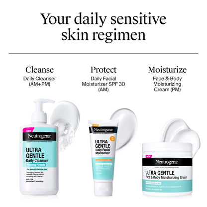 Neutrogena Ultra Gentle Foaming Facial Cleanser, Fragrance Free Hydrating Face Wash for Sensitive Skin, Daily Non Over Drying Makeup Remover, Hypoallergenic, Soap & Dye Free, Non-Comedogenic, 16 Fl Oz
