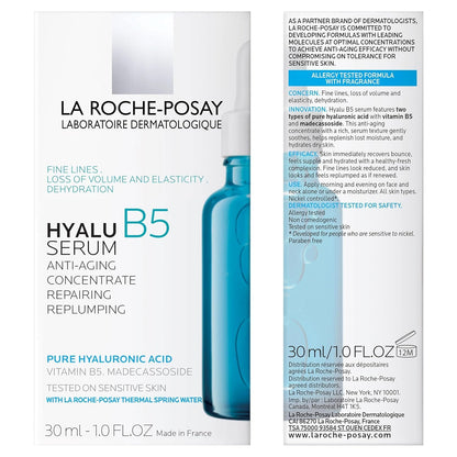 La Roche-Posay Hyalu B5 Pure Hyaluronic Acid Serum for Face, with Vitamin B5, Anti-Aging Serum for Fine Lines and Wrinkles, Plumps and Repairs Dry Skin, Safe on Sensitive Skin