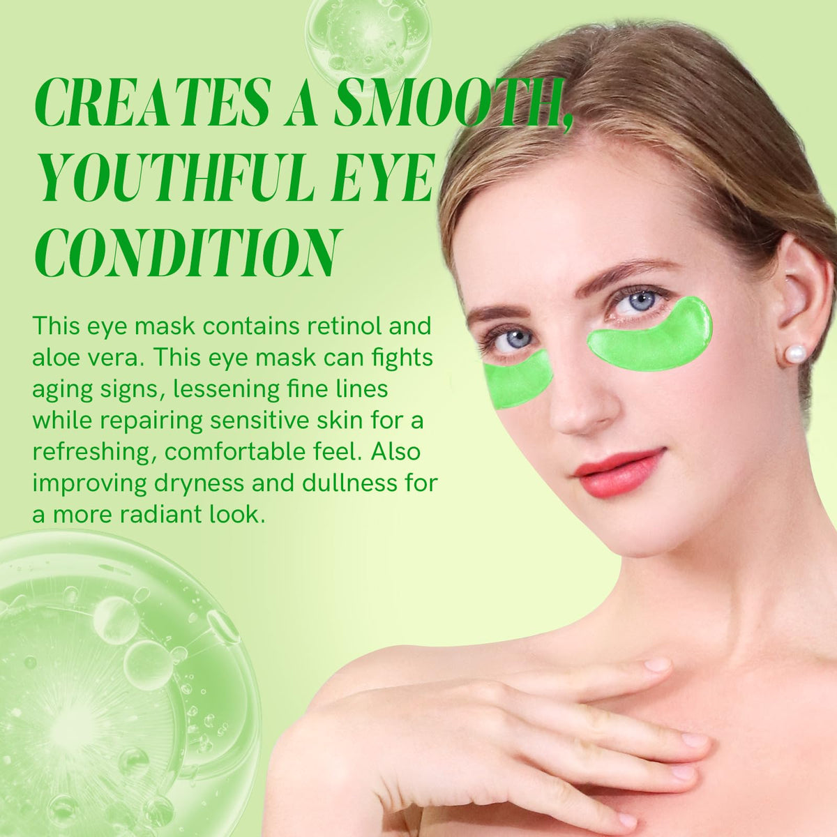 PEAUAMIE Retinol & Aloe Vera Under Eye Patches (30 Pairs) - Intensive Anti-Aging & Soothing Eye Mask for Wrinkles, Dark Circles & Puffiness