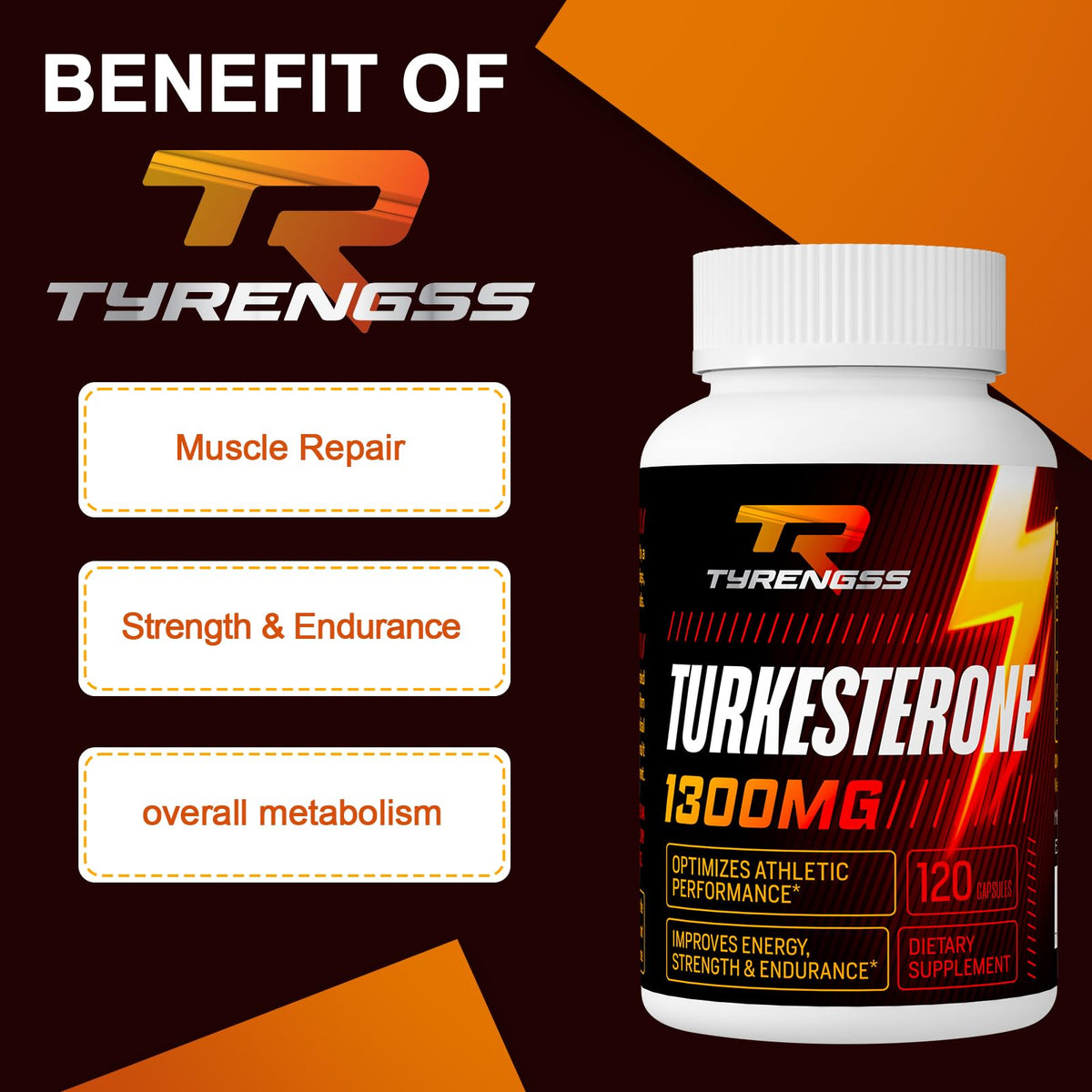 TyRengss Turkesterone 1300mg Testosterone Booster for Men - Ajuga Turkestanica Extract (20%) for Muscle Mass & Athletic Performance - 240 Capsules